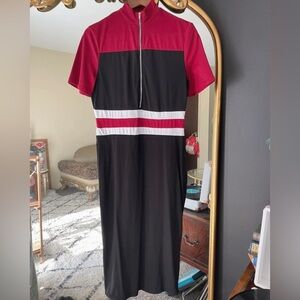 Shein Black, Red, and White Color Block Bodycon Dress